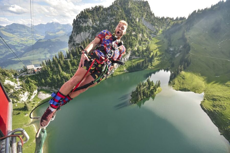 From Interlaken: Stockhorn Bungee Jump - Gondola views, harness checks, and the 440-foot freefall moment