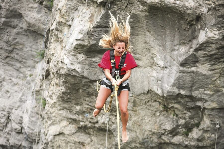 Interlaken: Canyon Swing in Grindelwald - After the jump: the drink, plus time in the canyon area
