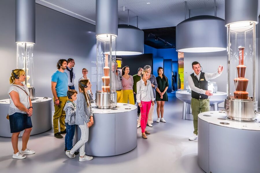 Lindt Home of Chocolate Museum Entry Ticket - Watching production through panoramic windows