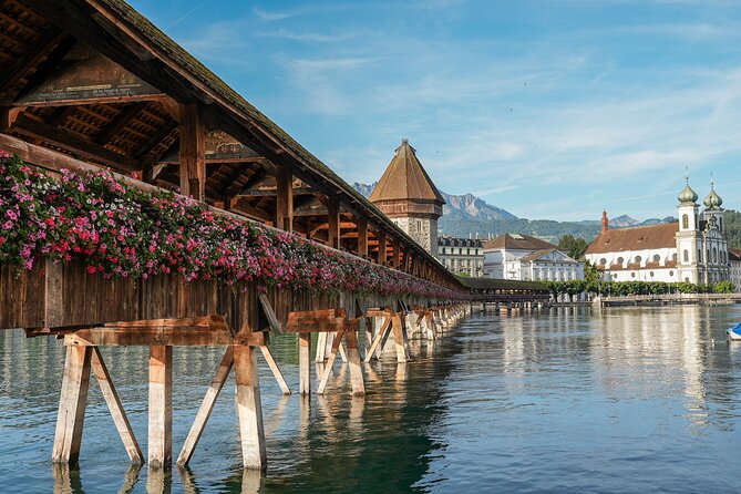 Small group Day trip to Lucerne with optional Saphir yacht cruise - Chapel Bridge and the Musegg Wall path, where you get the best lake angles
