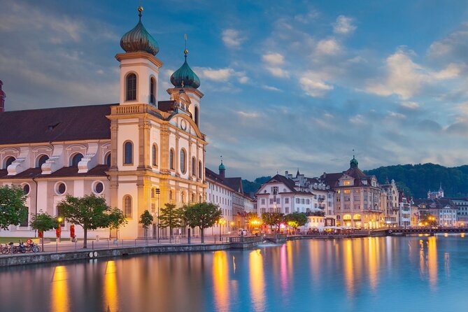 Swiss Alps & Mount Titlis Private Glacier Experience - Lucerne, simplified: Chapel Bridge, Jesuit Church, Old Town, Lion Monument