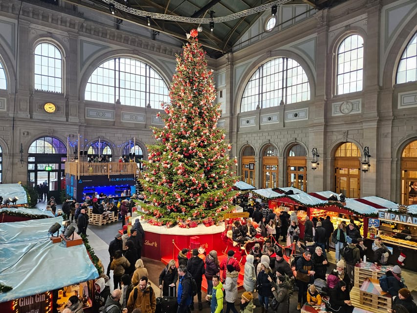 Zurich Christmas Market Tour - Stop 2, Zurich HB and ShopVille: station-market magic with decorated trees