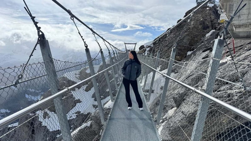 Zurich: Private Journey to Mt. Titlis & the Soul of Lucerne - Titlis Cliff Walk: suspension bridge views, with a clear safety boundary